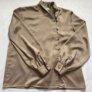 “Doncaster” satin/polyester longsleeve blouse